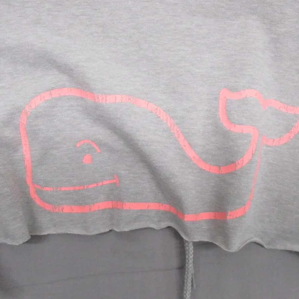 Vineyard Vines Graphic Print DIY Cropped Hooded Shirt Long Sleeve Gray‎ Women XL